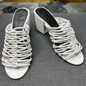 Rebecca Minkoff Calanthe White Sandal 11 Strappy Slip On 3.5" Heel